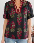 Zoe Contrast Slit Neckline Blouse