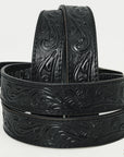 HILASON Western Genuine Leather Belt for Men Women Cowboy Cowgirl Handmade Unisex Full Grain Heavy Duty Floral Tooled Belt