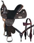 Western Horse Saddle Hilason Treeless American Leather Barrel