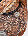 HILASON Treeless Western Trail Barrel Racing American Leather Saddle Dark Brown | Horse Saddle | Western Saddle | Treeless Saddle | Saddle for Horses | Horse Leather Saddle