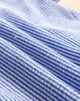 Stripe Crochet Square Neck Textured Ruffle Sleeve Blouse