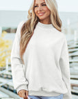 Solid Mock Neck Drop Shoulder Oversize Sweatshirt