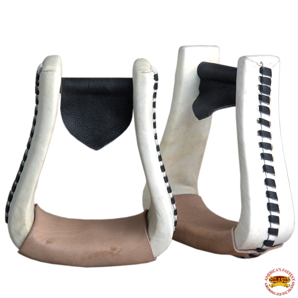 HILASON Horse Western Saddle Stirrup Oversize Rawhide Leather Pair| Rawhide Leather Stirrups | Oversize Horse Stirrups| Rawhide Covered Stirrups