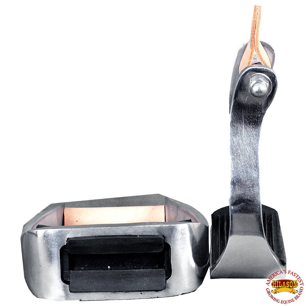 HILASON Horse Western Saddle Stirrup Aluminum Rubber Pad Pair 3" Neck | Stirrups Ergonomic for Riders