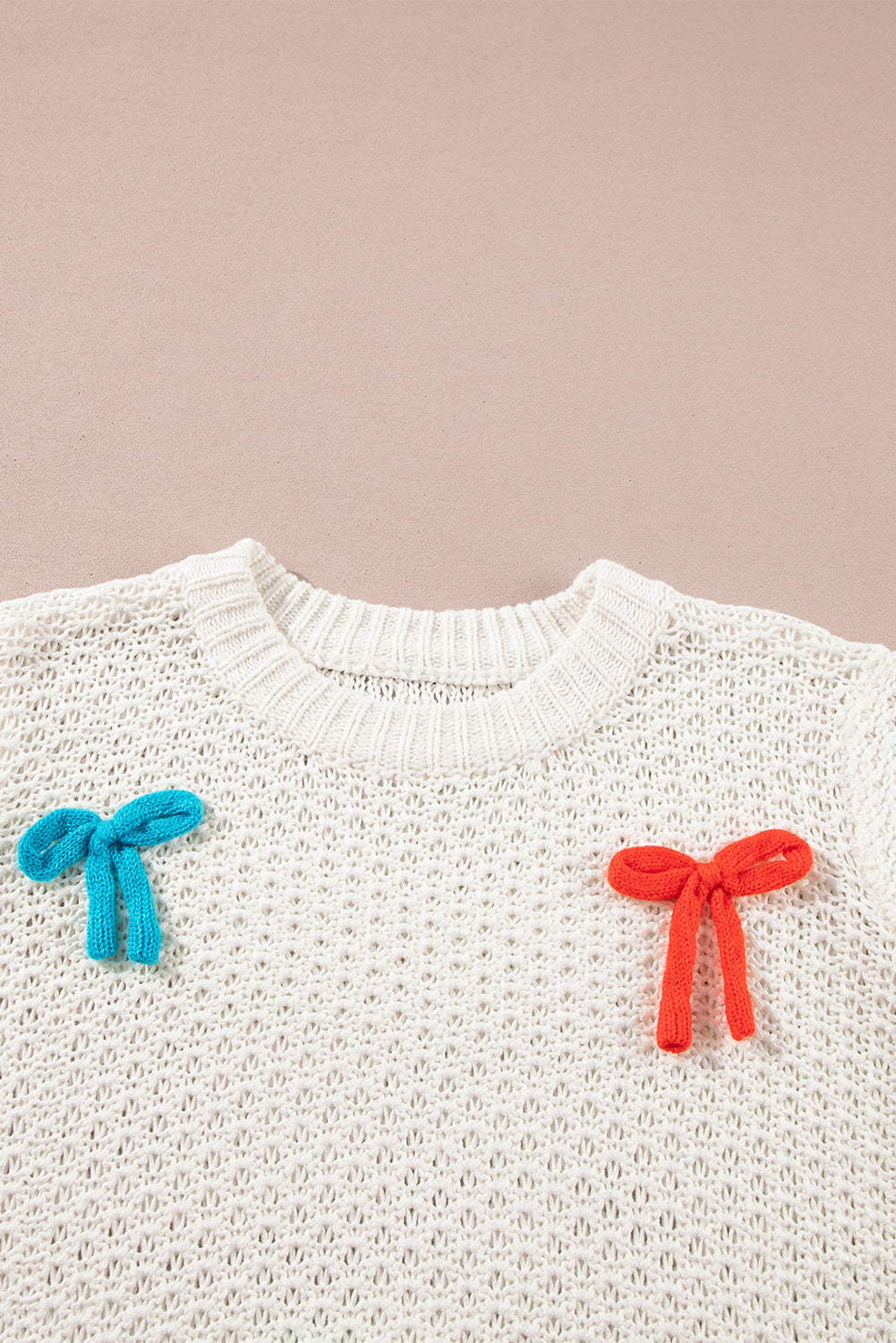 Bow Tie Crewneck Short Sleeve Sweater