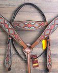 Hilason Western Horse Breast Collar Headstall American Leather Painted Geomatric