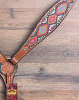 Hilason Western Horse Breast Collar Headstall American Leather Painted Geomatric