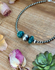 16.5” Turquoise Necklace – Sterling Silver Pearls