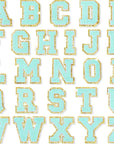 Aqua Self Adhesive Chenille Letters Patches