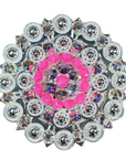 Bright Silver Neon Pink - AB Crystal Conchos - Sizes from 1"- 3" and Buckles