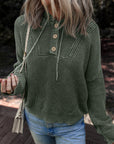 Sofioya Knit Drawstring Hooded Sweater