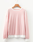 Skyler Contrast Edge Patchwork Long Sleeve Top