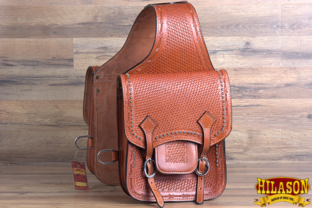 Soft Leather Equestrian Saddle Bag Featuring Tan Kote Finish And Storage Capacity