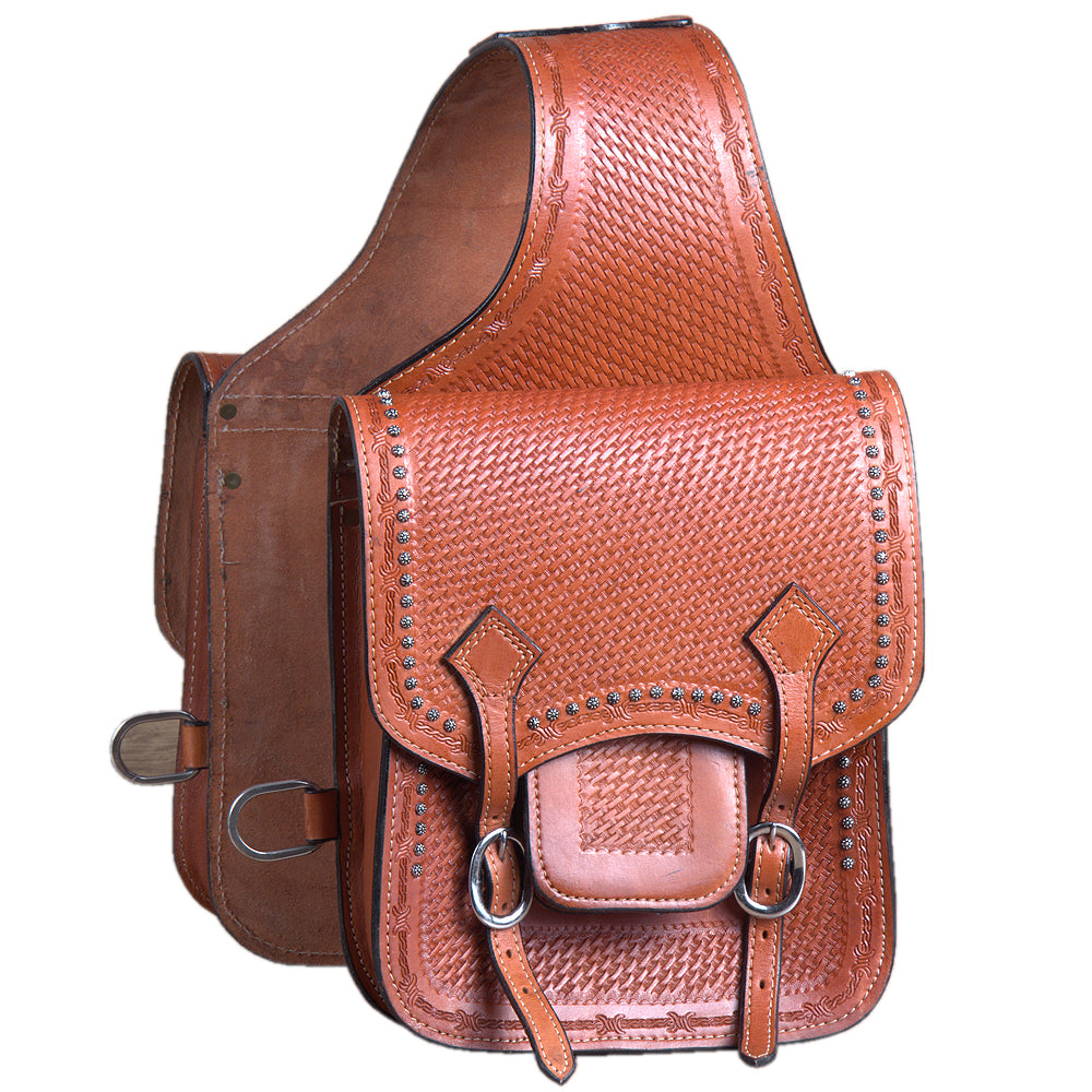 Soft Leather Equestrian Saddle Bag Featuring Tan Kote Finish And Storage Capacity