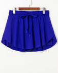 Solid Drawstring Elastic Waist Lined Tennis Skort