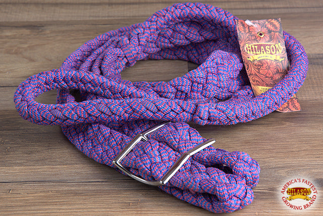 1" X 8 Ft. Hilason Braided Poly Barrel Racing Contest Flat Reins Multicolor