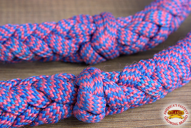 1" X 8 Ft. Hilason Braided Poly Barrel Racing Contest Flat Reins Multicolor