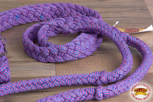 1" X 8 Ft. Hilason Braided Poly Barrel Racing Contest Flat Reins Multicolor