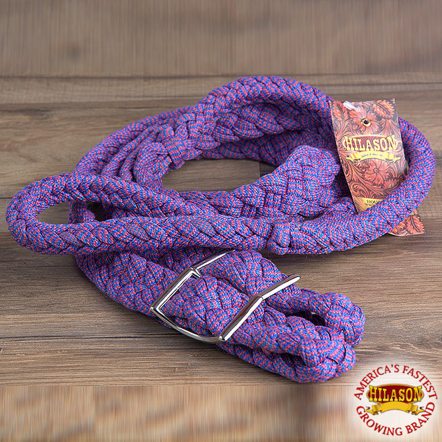 1" X 8 Ft. Hilason Braided Poly Barrel Racing Contest Flat Reins Multicolor