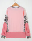 Leopard Patchwork Dolman Sleeve Sweatshirt