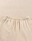 Corded Knit Long Sleeve Top and Shorts Set