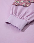 Phalaenopsis Flower Patch Colorblock Plus Size Pullover Top