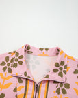 Floral Stripe Patchwork Long Sleeve Mini Dress