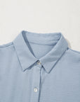 Solid Button-Up Collared Tiered Dress