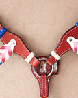 HILASON Western Horse Headstall Breast Collar Set Genuine American Leather Mahogany