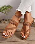 Everleigh Buckle Leathered Flat Slippers