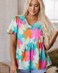 Kathryn Bubble Sleeve Peplum Blouse