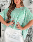 Velvet Sequin V-Neck Blouse