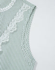 Meredith Stripe Lace Patchwork Crew Neck Tank Top
