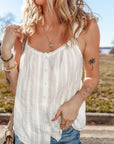 Lace Crochet Ruffle Buttoned Tank Top