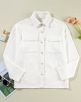 Solid Corduroy Button-Up Long Sleeve Jacket