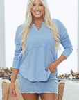 Kahlani Terry Raw Hem Long Sleeve Top