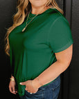 Plus Size Solid Rolled Short Sleeve T-Shirt