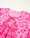 Leopard Puff Sleeve Tie-Front Mini Dress