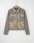 Floral Patchwork Ribbed Corduroy Shirt Jacket