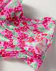 Floral Collared V-Neck Puff Sleeve Top