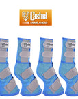 4 Pack Cashel Fly Prevention Warmblood Horse Leg Guard Cool Mesh Boots Blue