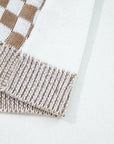 Plus Size Checker Drop Shoulder Open Front Cardigan