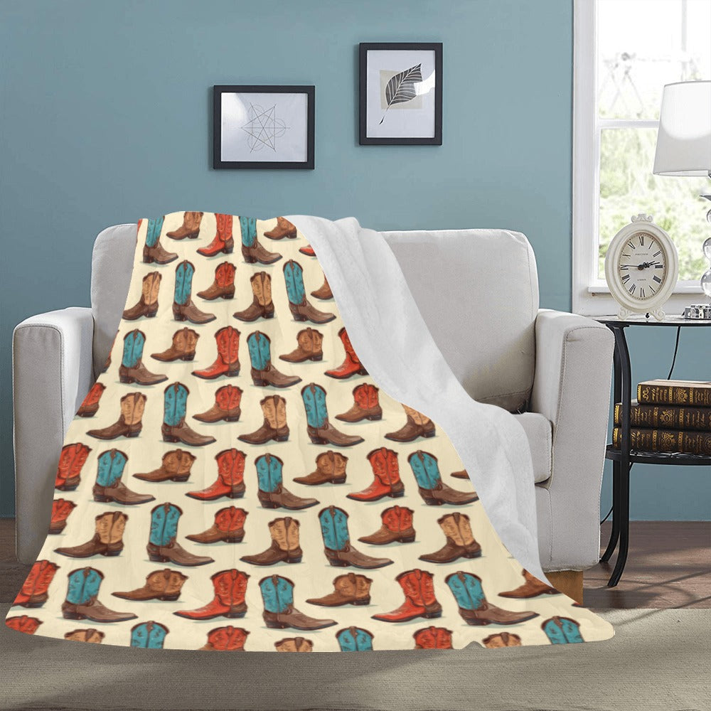 Got My Boots Western Micro Fleece Throw Blanket 60" x 80" Made in America