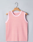 Stripe Textured Knit Sleeveless Sweater Top