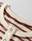 Stripe Half Buttoned Short Sleeve Top
