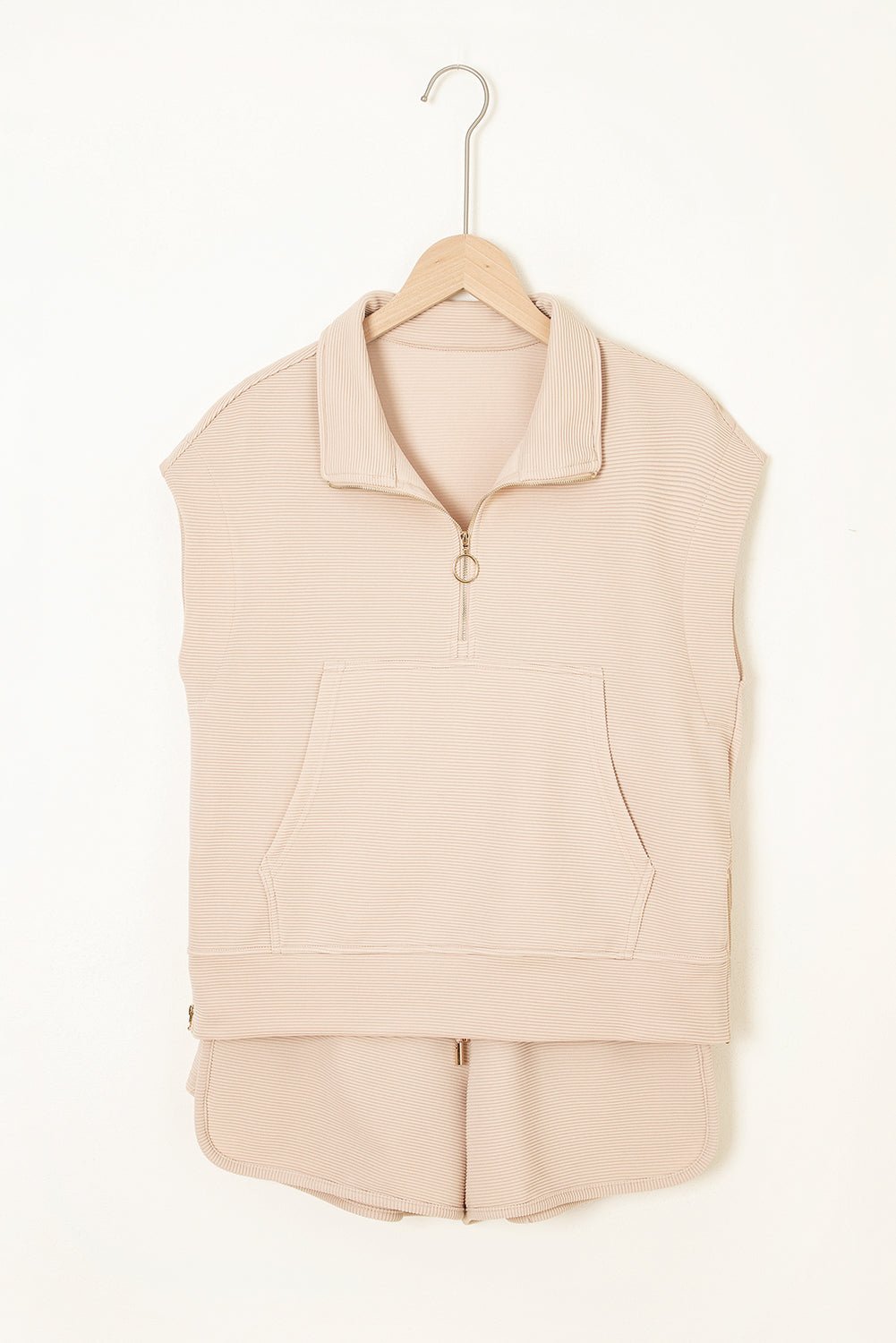 Textured Half-Zip Top &amp; Drawstring Shorts Set