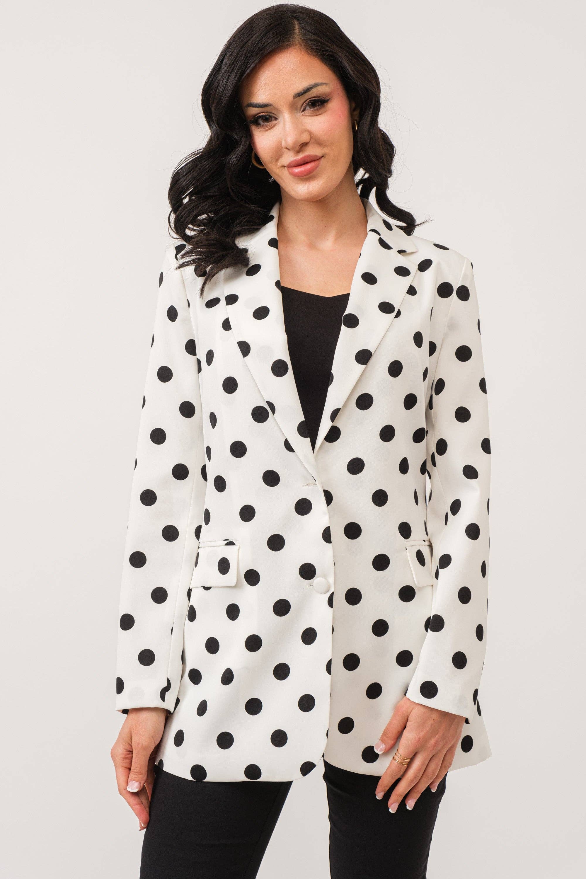 Long sleeve polka dot blazer and pants set