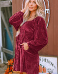 Velvet Tie-Back Square Neck Babydoll Dress