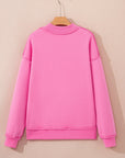 Solid Mock Neck Drop Shoulder Oversize Sweatshirt