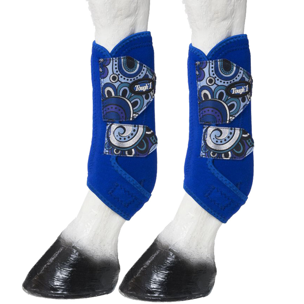 Black Royal Purple Medium Tough-1 Extreme Vented Horse Sport Boots Leg Paisley
